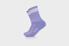 Lavender 3-Striped Ribbed Crew Socks