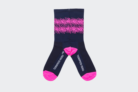 Dark Navy + Neon Pink Static Socks