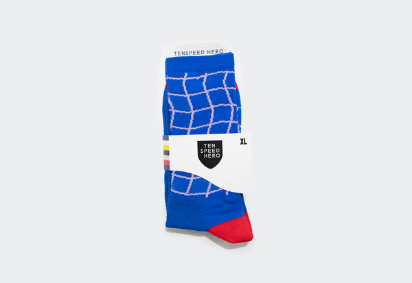 Blue Wavy Grid Socks