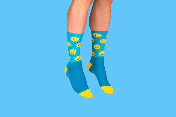 Blue Sunshine Smile Socks