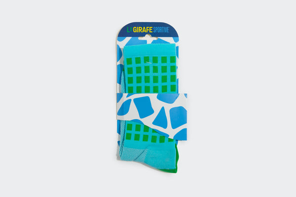 Blue + Green Grid Socks