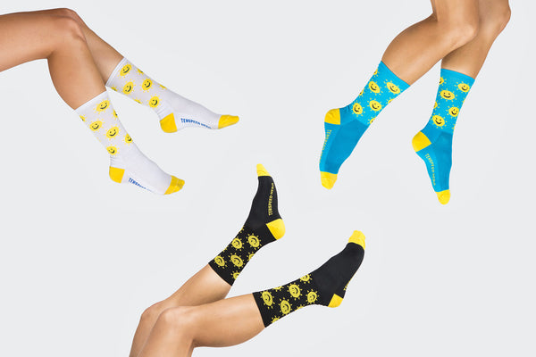 Blue Sunshine Smile Socks